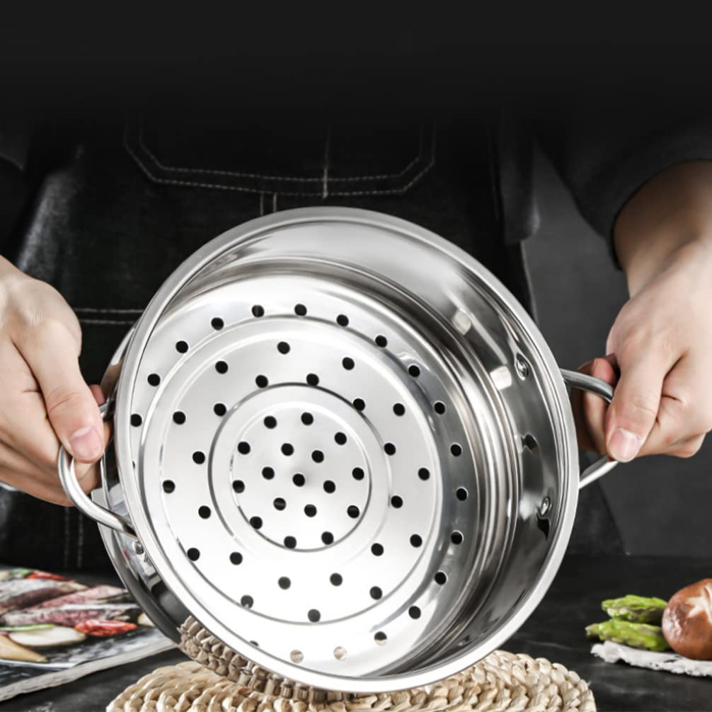 Hemoton Cestello per cottura a vapore in acciaio inox impilato in metallo con inserto a vapore per pentola a vapore cinese utensili da cucina (24 cm)