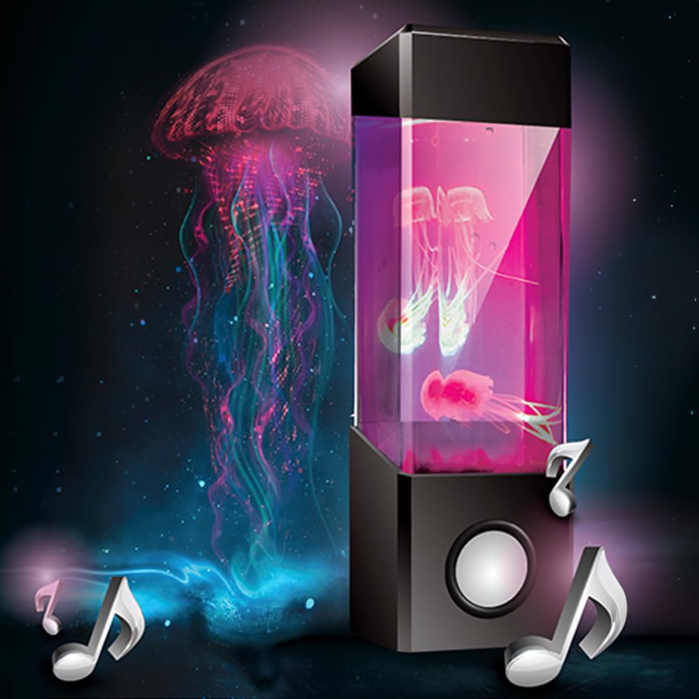 SKYLAR Jellyfish Musical Mood Light | Realistic Aquatic Motion, Built-in Wireless Bluetooth Speaker | 7-Color Cycle, Rechargeable Battery, Mini Aqaurium