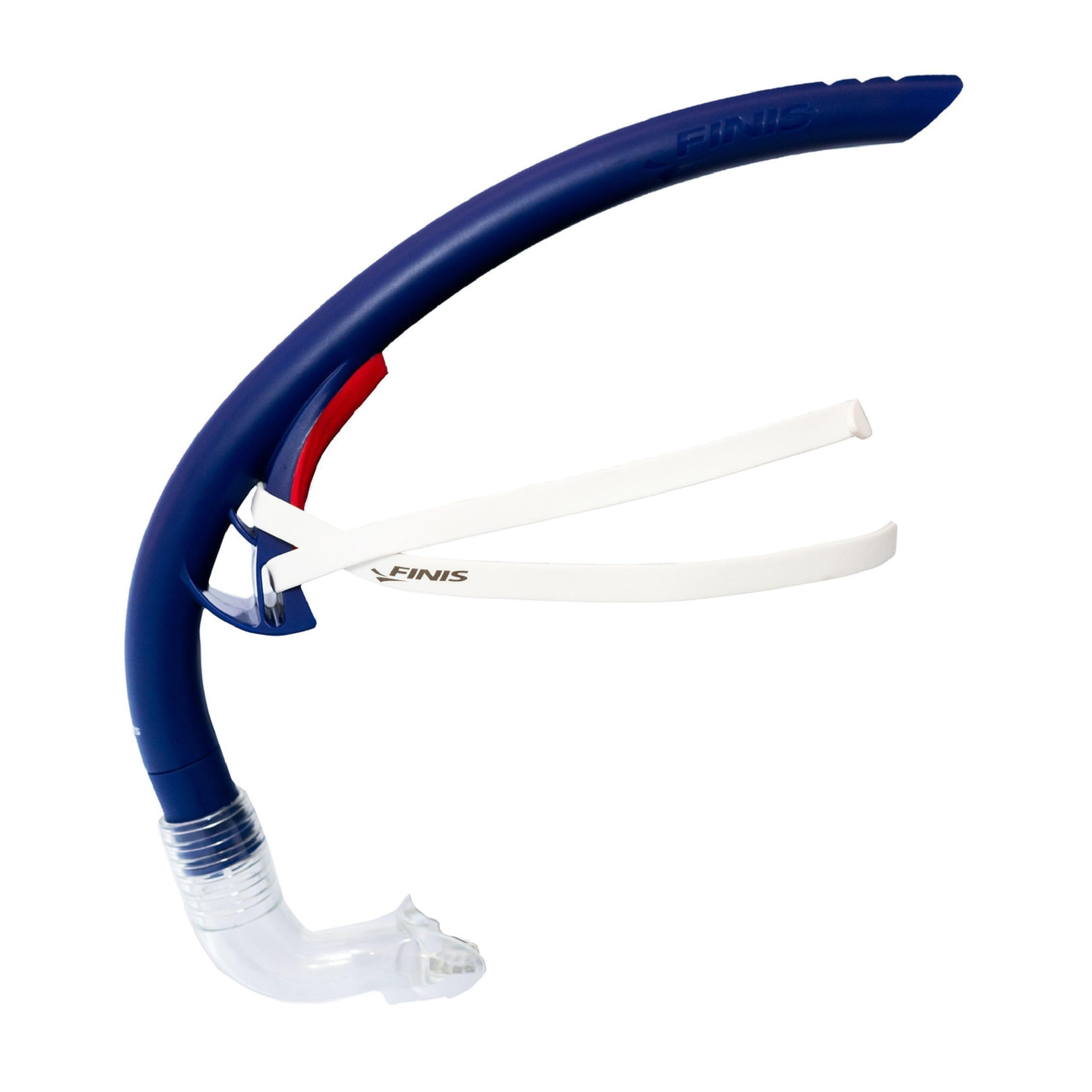 FINISStability Swimmer's Snorkel - Center-Mount Snorkel Set for Swimming Laps & Training - Gear with Adjustable Fit, Dynamic Shape, and Silicone Mouthpiece - Navy