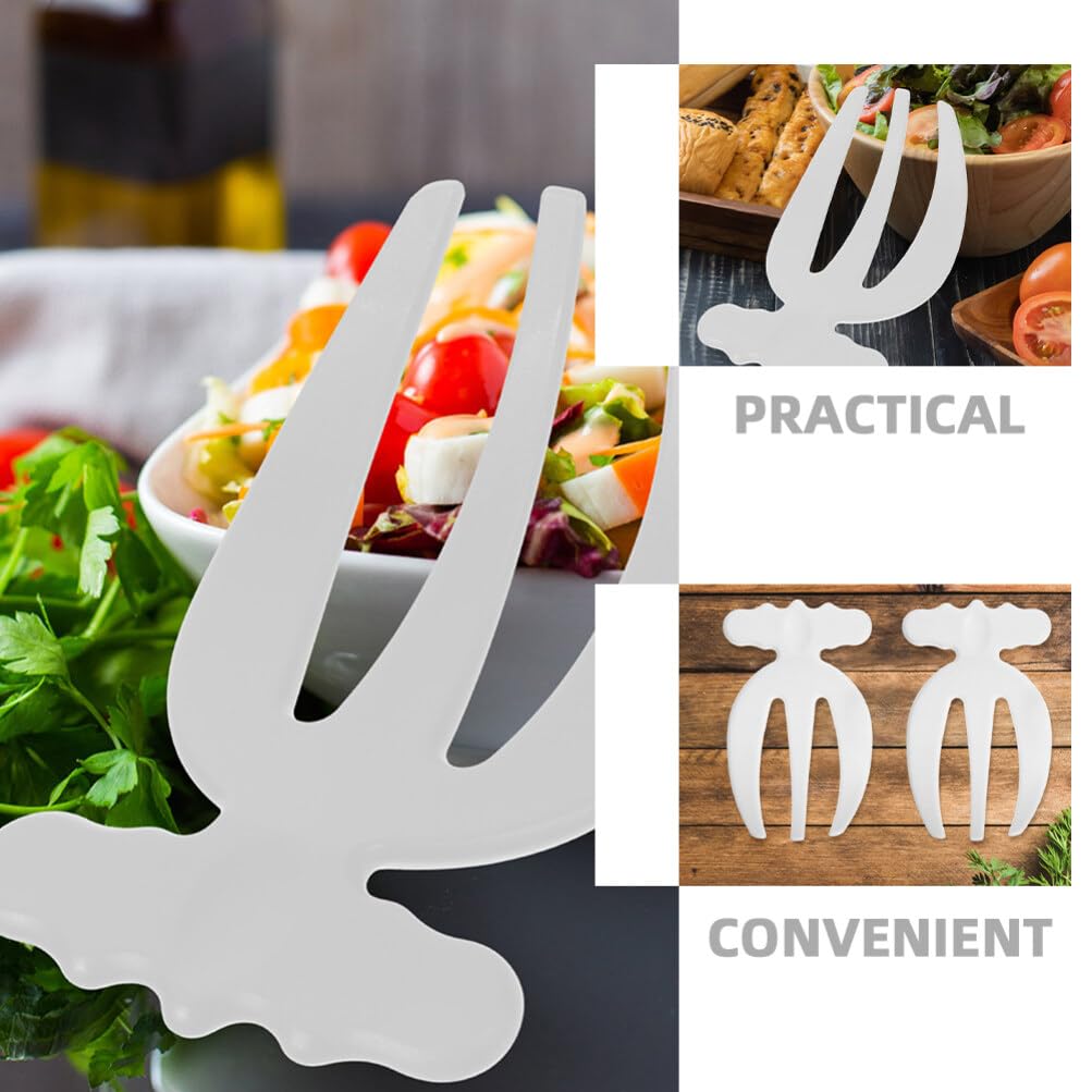 Salathände, 4 Salatkrallen, Kunststoff, Salatbesteck, Küchenhelfer, Nudelheber, Gemüsegabeln, Rührgabel, Utensilien zum Werfen, Servieren, Weiß