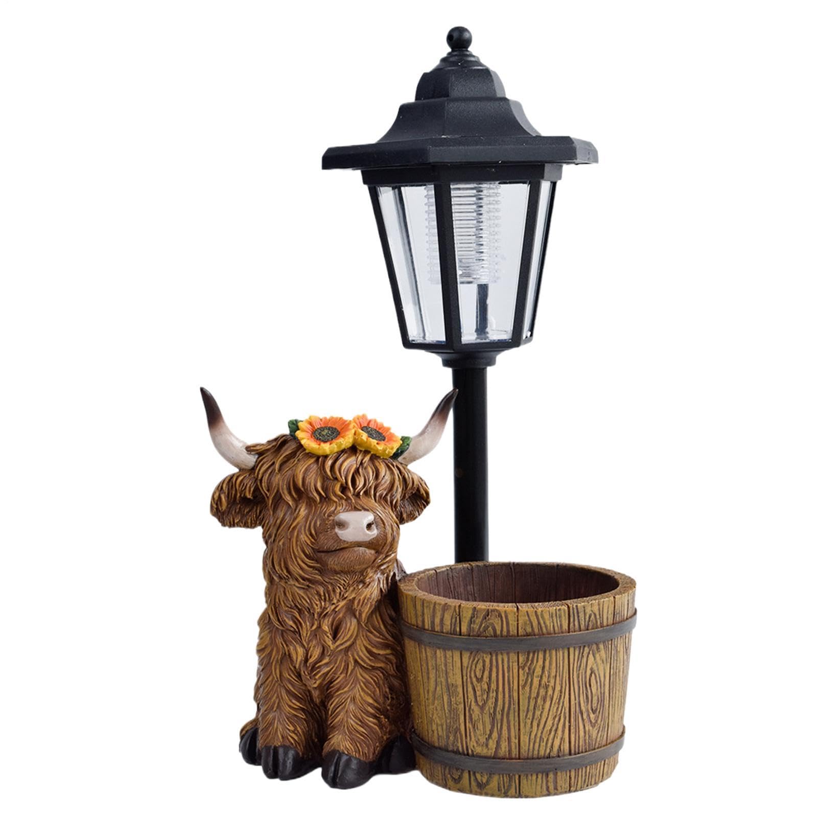 Xefzoa Solar Lantern with Planter - Solar Powered Cow Light with Planter | Lantern Flower Pot | for Garden Outdoor Yard Lawn Patios Courtyards Front Porches Back Doors Farm