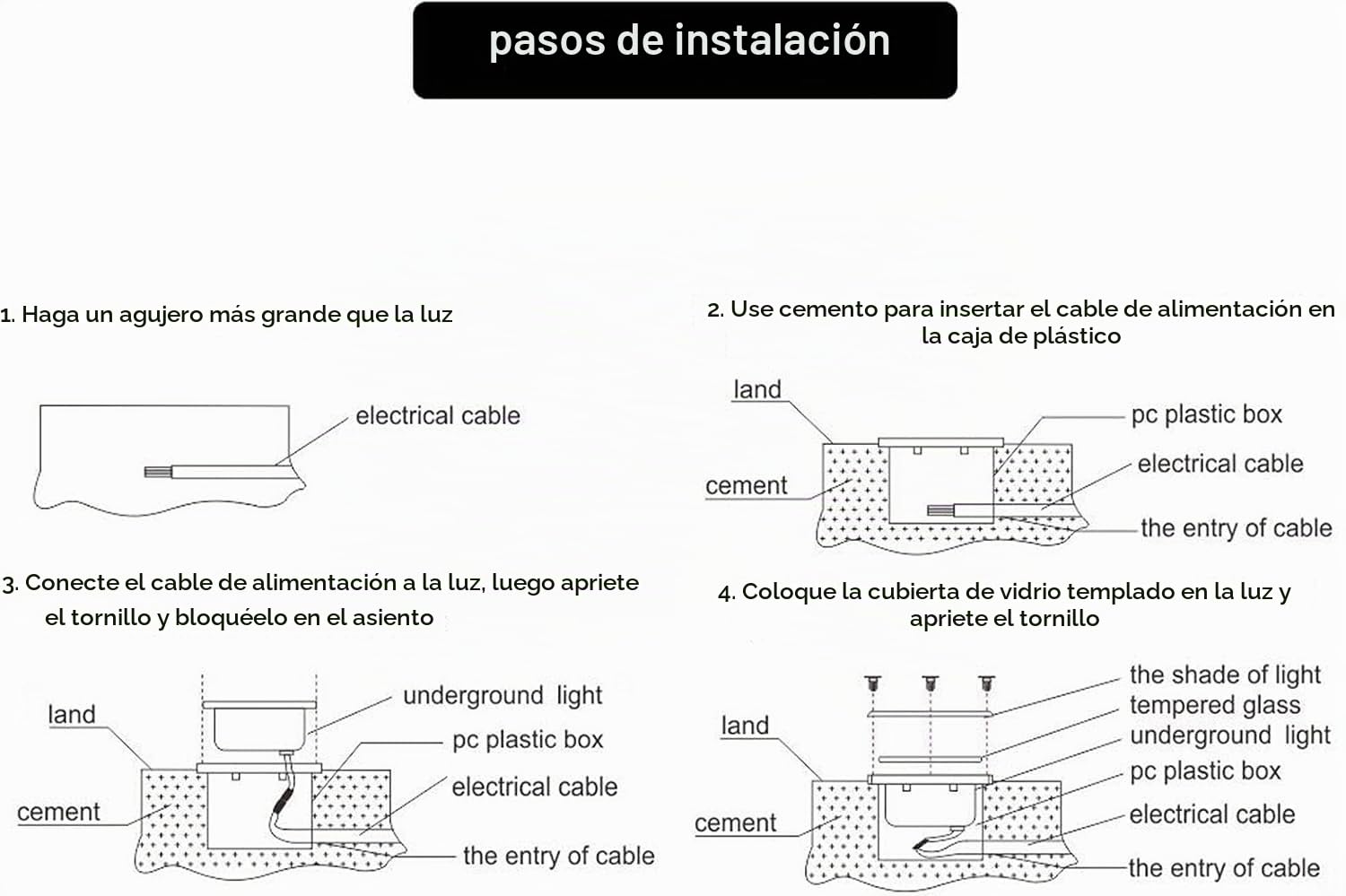 Foco Incrustado Suelo Exterior 12V 5W Focos Led Exterior Empotrables Suelo IP67 A Prueba de Agua Luces Empotrables para Jardines, Caminos, Terrazas(Blanco cálido 3000K)