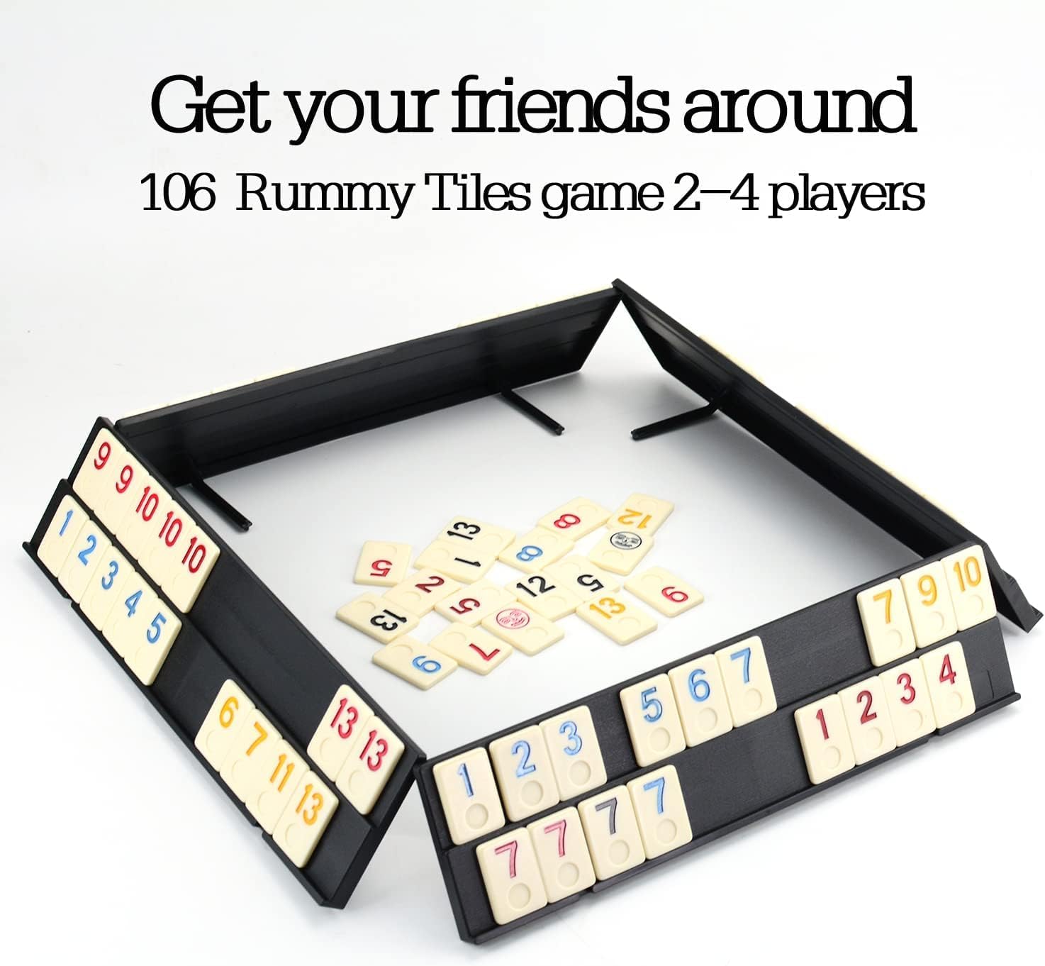 Bucher&Rossini Rummy Cup Spiel mit 4 Racks im Koffer, 106 Rummy Tiles Travel Set für 4 Spieler