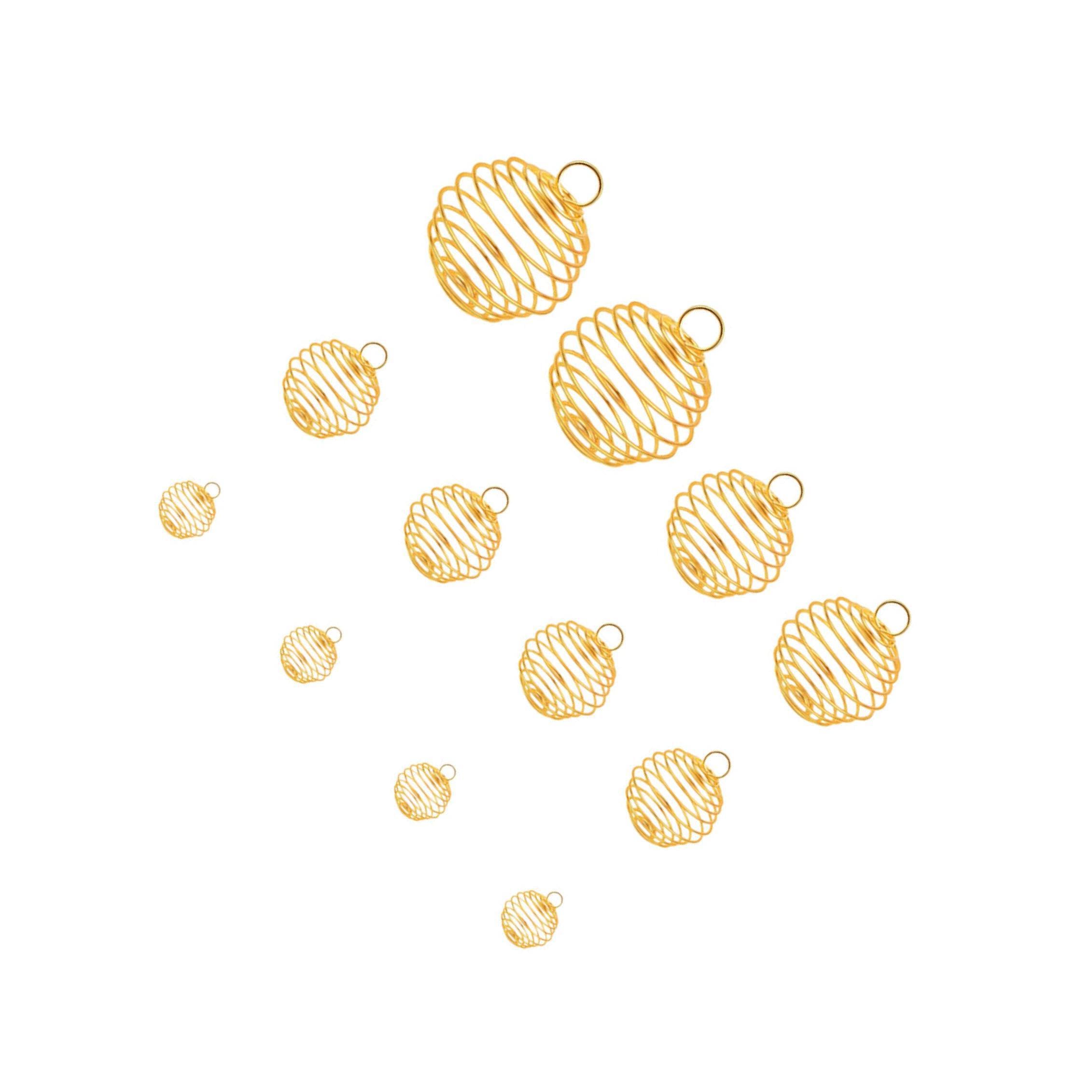 AUYXSSZ Fashion Necklace Cage Pendants Findings Dazzling Bead Cage Pendants Captivating Round Dangle Charms for Elegant Jewelry Spring Ball Bead Cages Pendant, Gold, 10mm 15mm 20mm 25mm