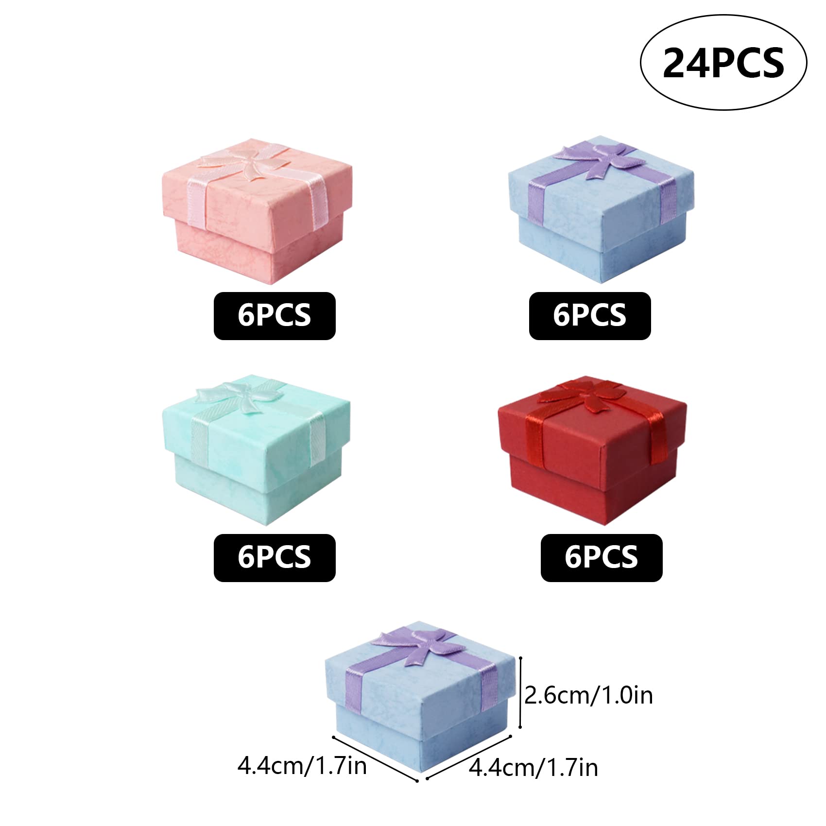 Granvoo 24 Pcs Scatole Regalo Piccole 4x4x3cm, Scatoline Gioielli Cartone con Inserto in Velluto, Scatola Portagioie per Gioielli, Collane, Anelli e Orecchini (Blu