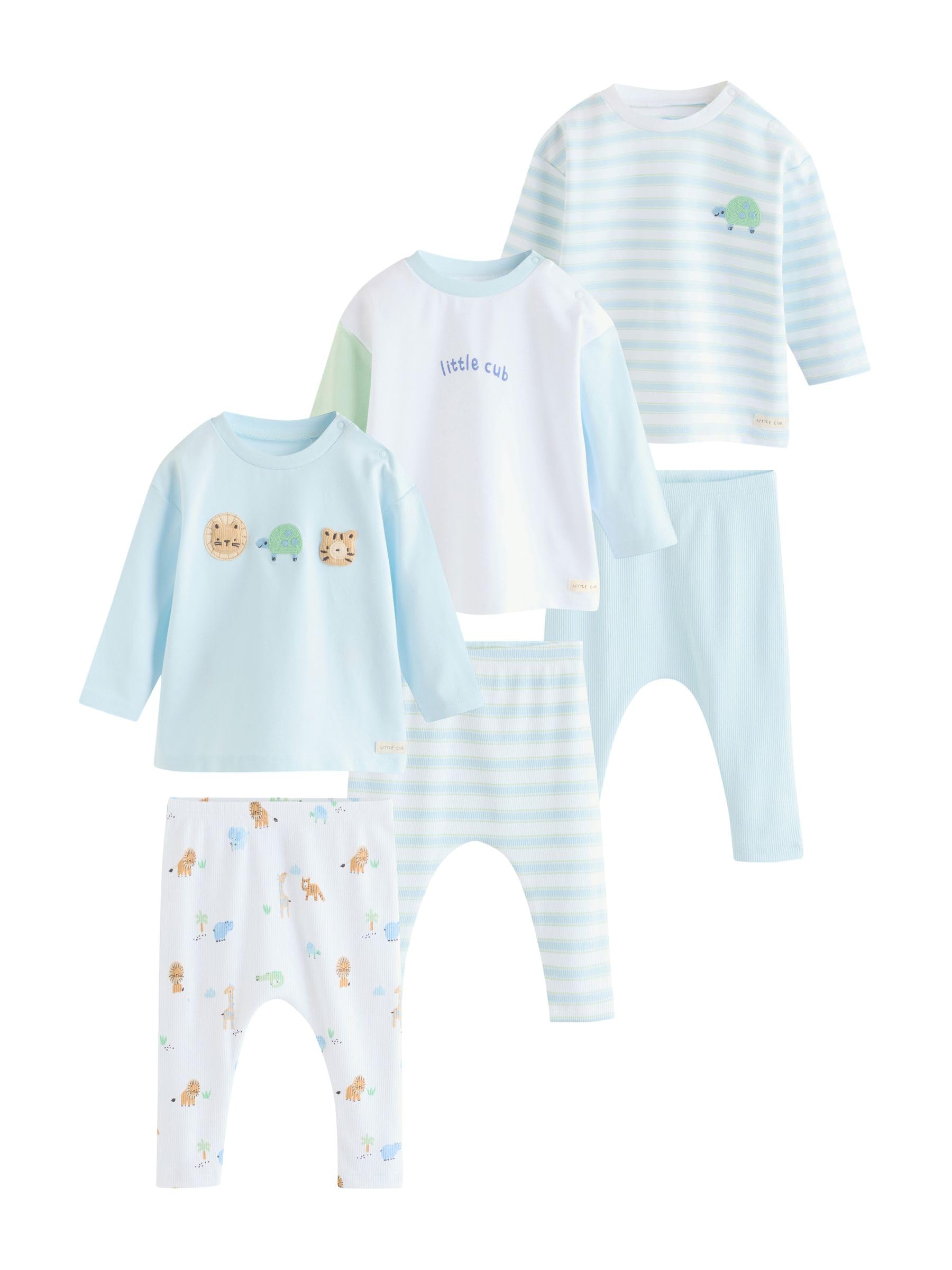 NEXT Baby Jungen Baby-Oberteil & Leggings, 6-teiliges Set