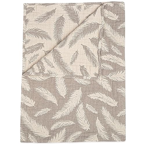Image of Crane Baby Blanket, Soft Cotton Jacquard Nursery and Stroller Blanket for Boys and Girls, Grey Feather, 30” x 40”