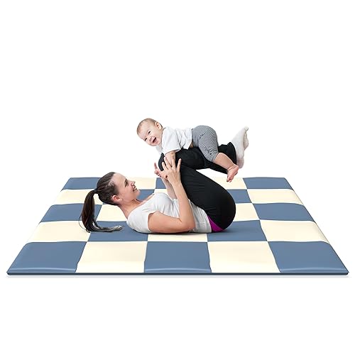 Weizzer Toys Tapete de juego para bebés de 58 pulgadas, plegable, acolchado, para bebés y niños pequeños, tapete de actividad para el tiempo boca