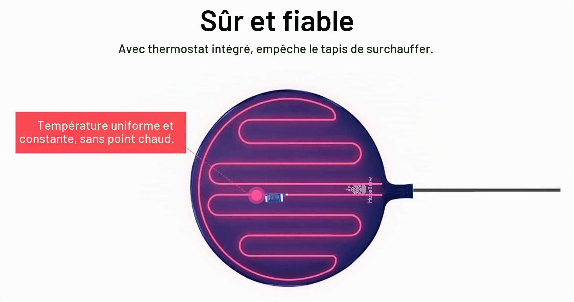 Coussin Chauffant spécial pour Fermentation (bière, vin, spiritueux) + thermomètre.