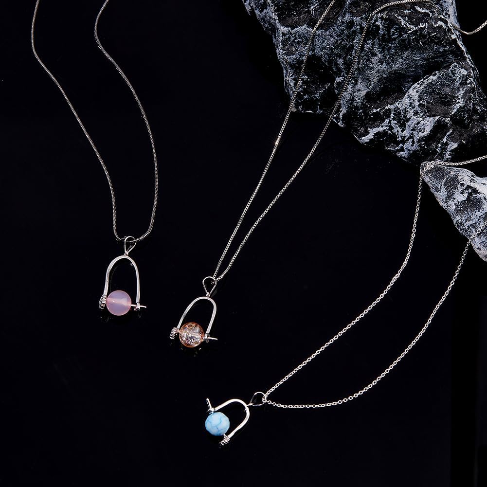 SUPERFINDINGS 3 Sizes S925 Silver Pendant Bail Clasps Sterling Silver Pinch Bails with 1PC Silver polishing Cloth Snap On Bails Pinch Ice Pick Pinch Bails for Neckalce Jewelry DIY Craft Making - Image 6