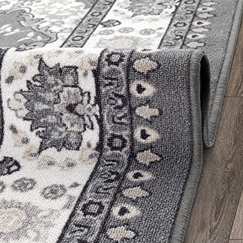 Antep Rugs Alfombras Oriental Traditional 5X7 Non-Skid (Non-Slip) Low Profile Pile Rubber Backing Indoor Area Rugs (Gray, 5' X 7') #TOP5