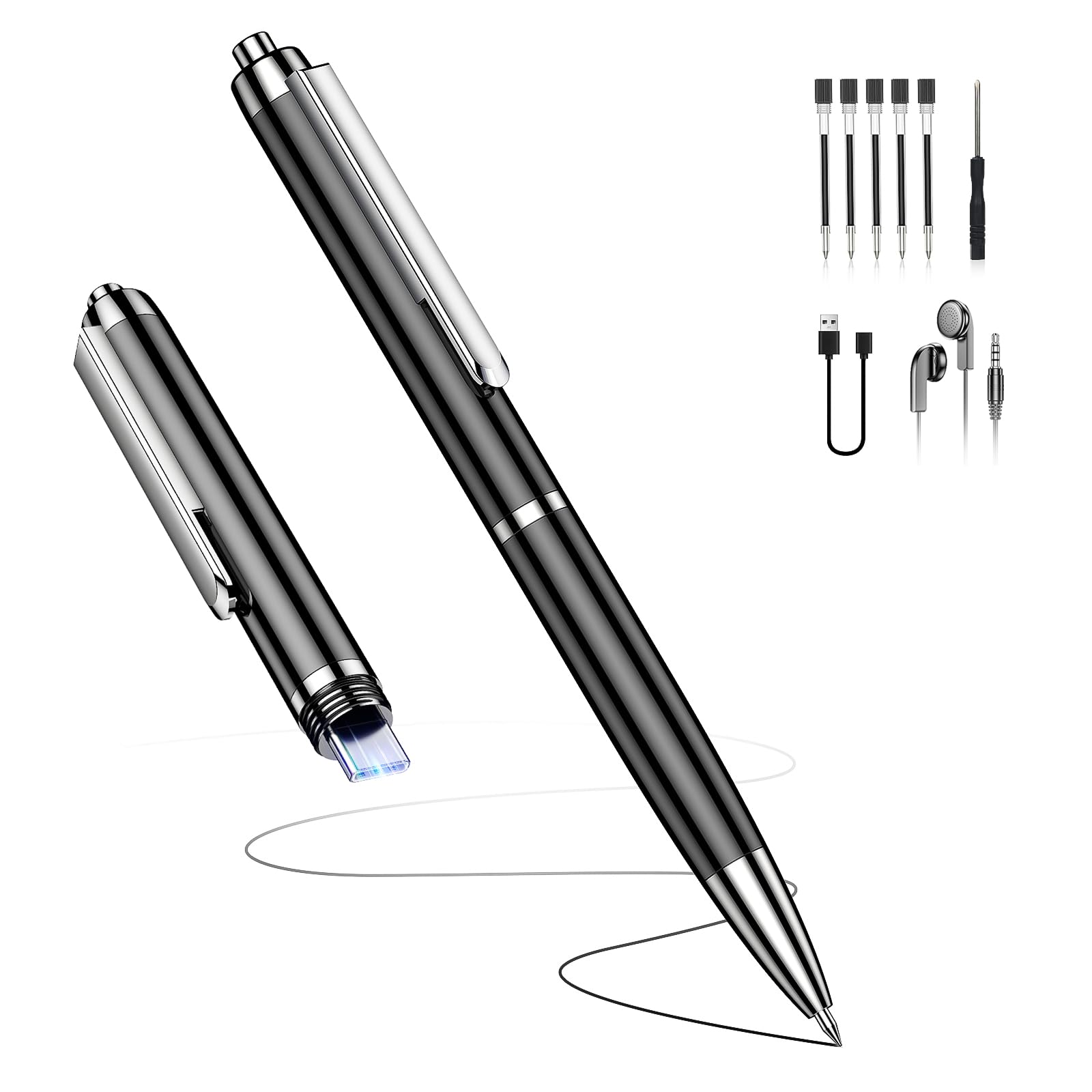 72GB Diktiergerät mit USB-C, 1800h Speicher Diktiergerät Aufnahmegerät, Wiedergabe mit DSP-Rauschunterdrückung & HD-Audio Voice Recorder, Digitales Diktiergerät für Unterricht, Meetings, Interviews