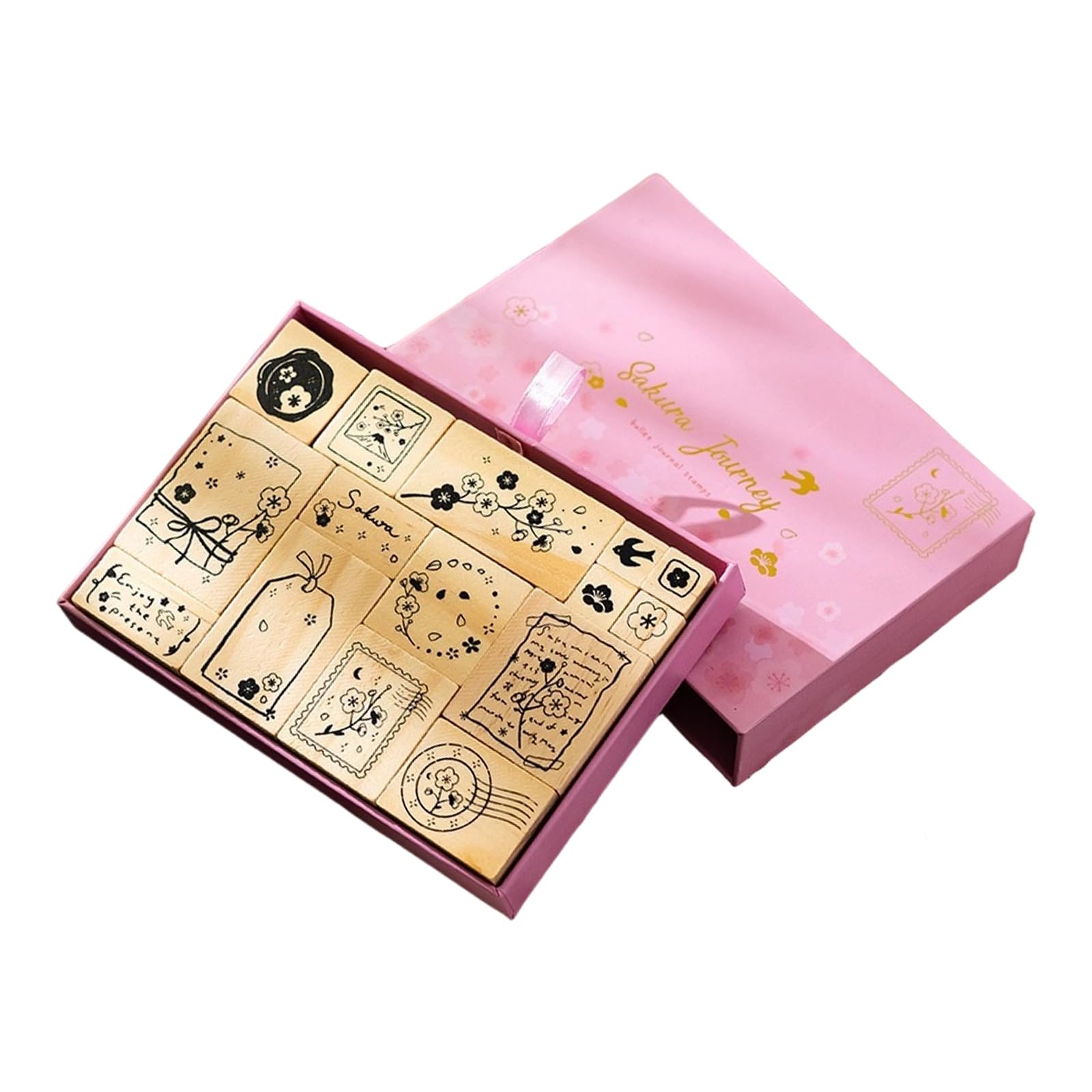 Wooden Rubber Stamps Set, Stamper Seal Set Decorative Wood Stamps for Journal, Scrapbook, Letter, Diys Craft, Card Making Seal