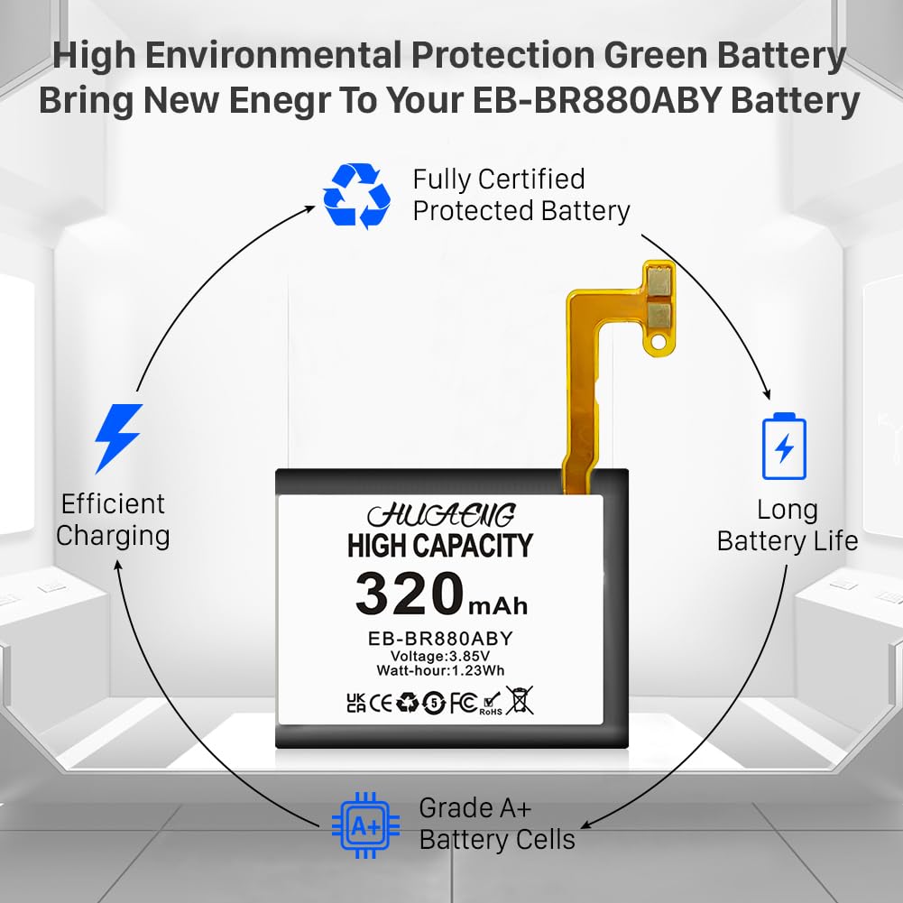 R880 Akku, (2026 Neues Upgrade) 320 mAh Ersatzakku für Samsung Galaxy Watch 4 Classic 42 mm SM-R860 SM-R870 Hochleistungs-EB-BR880ABY Li-Ionen-Polymer-Ersatzakku mit Werkzeugsatz