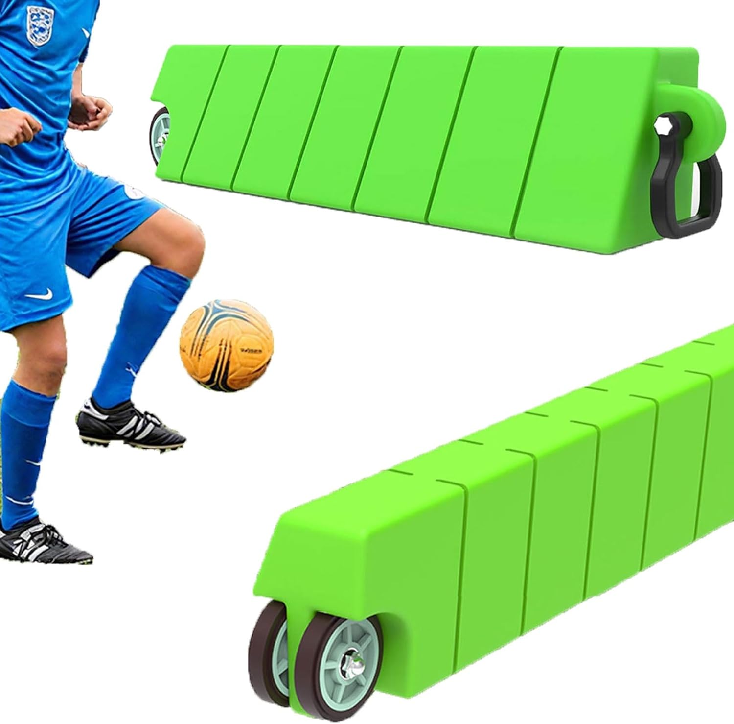 Soccer Wall Kick Rebounder Board with Wheels,Volley and Ground Pass Two Angles, Can Be Filled with Water,Improve Passing Skills,Football Training Equipment
