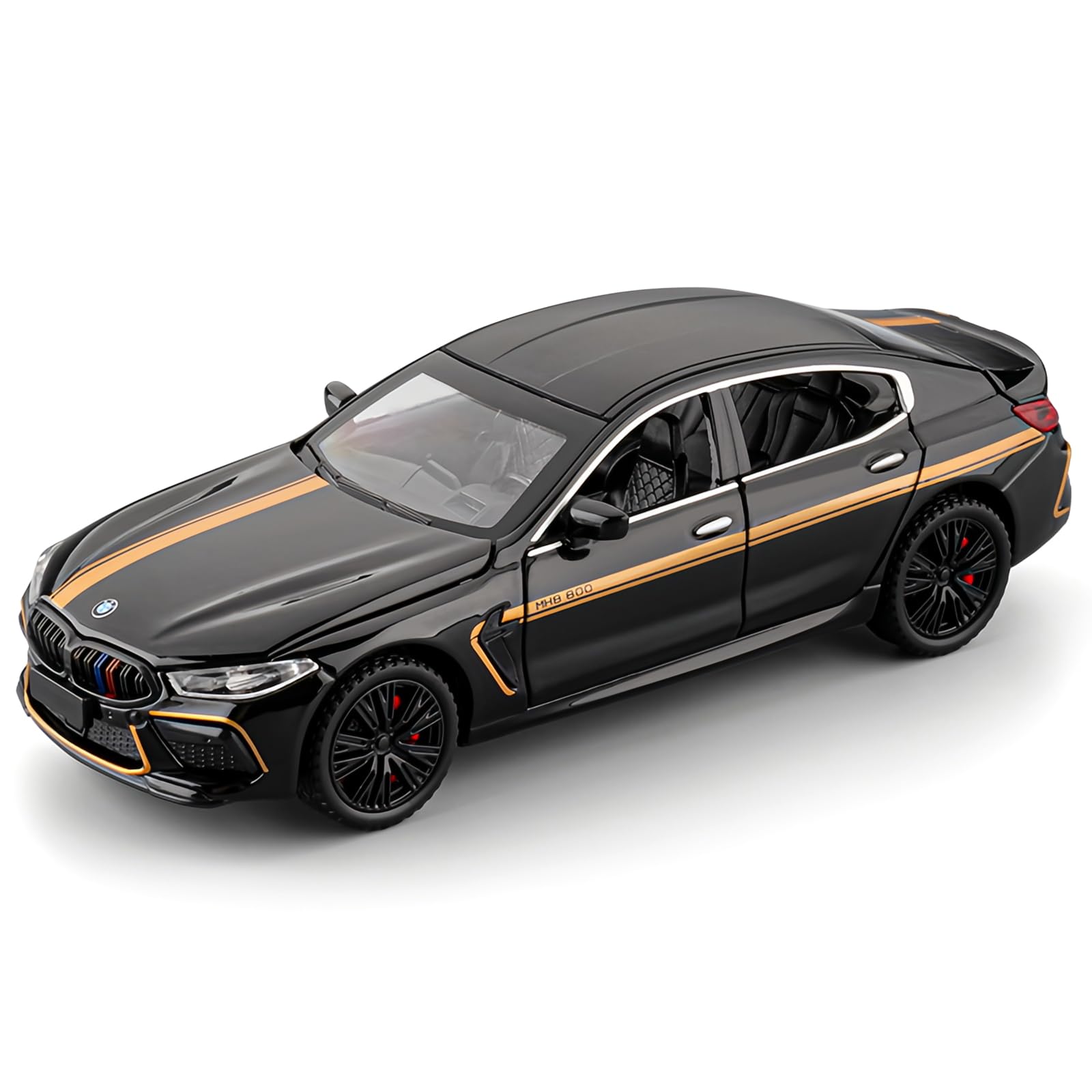 TGRCM-CZ 1/32 BMW M8 Model Car, Zinc Alloy Pull Back Vehicles Model Cars with Sound and Light for Collectors & Kids 3+ Years Old Birthday Gift(Black)