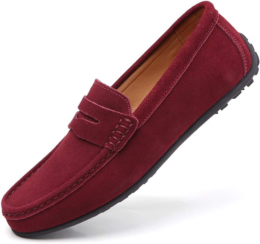 JINDELIMen's Leather Casual Slip on Loafers Driving Walking Shoes