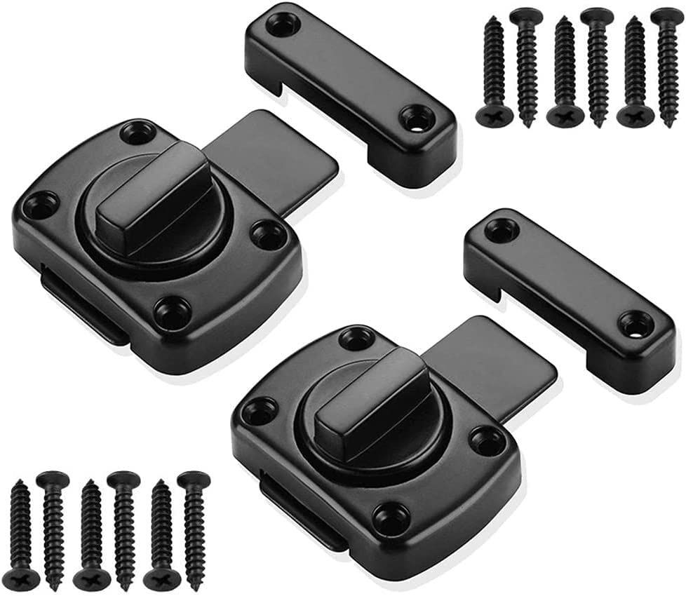 Serrure à boulon coulissant lot de 2 loquets de sécurité rotatifs pour porte et salle de bain