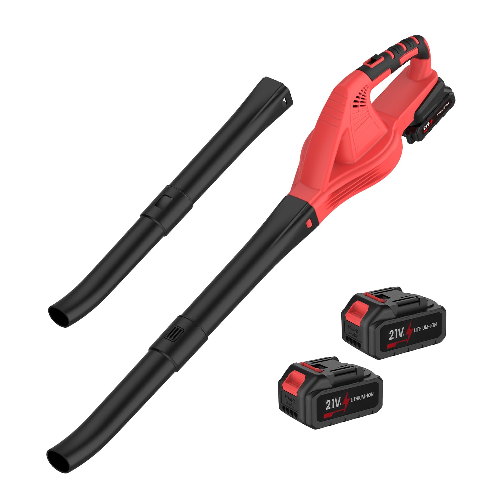 Eznaobo Soplador De Batería 21 V, Inalámbrico Con 2 Baterías 4, Y Cargador, Velocidad /h, Modos Velocidad, Tubo Extraíble, Hojas Para Terraza, Callejones, 288 Km, 0 Ah