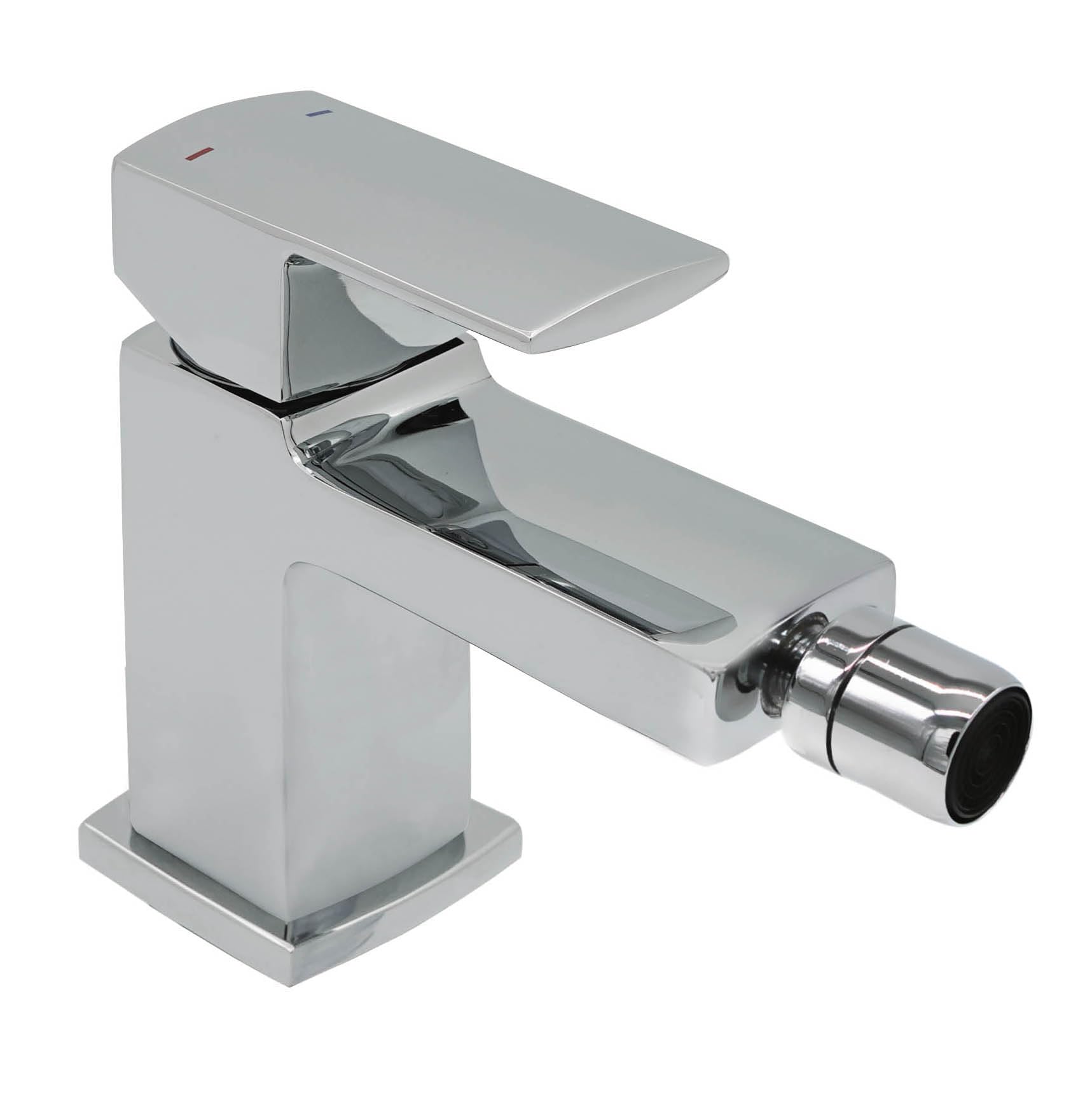 Xcel Home Silver Clever Manta Mono Bidet Mixer Tap Chrome - Modern Single Lever Bidet Fitting With Pop-Up Waste For Bathroom Use