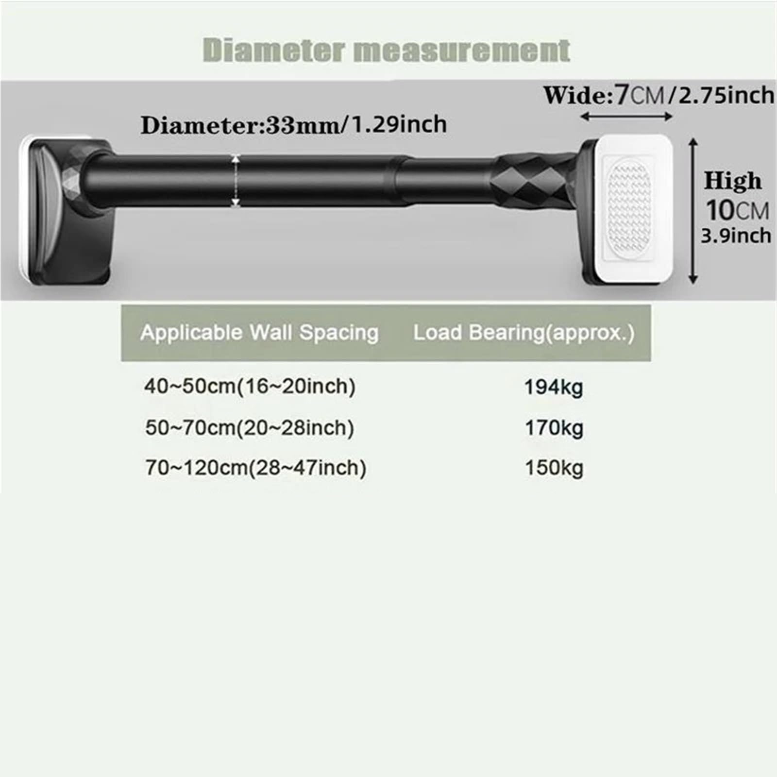 Barra telescópica for cortina de ducha, barra tensión sin taladro, for poste 33mm diámetro Para Baño(GRAY,40-50cm)