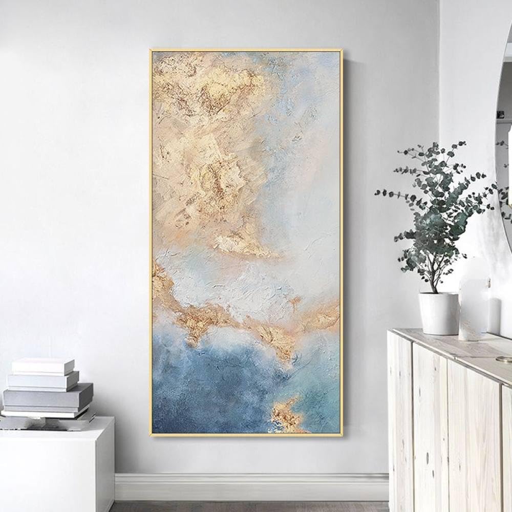 Peinture mer de nuages pour chambre parentale tableau abstrait apaisant sans cadre