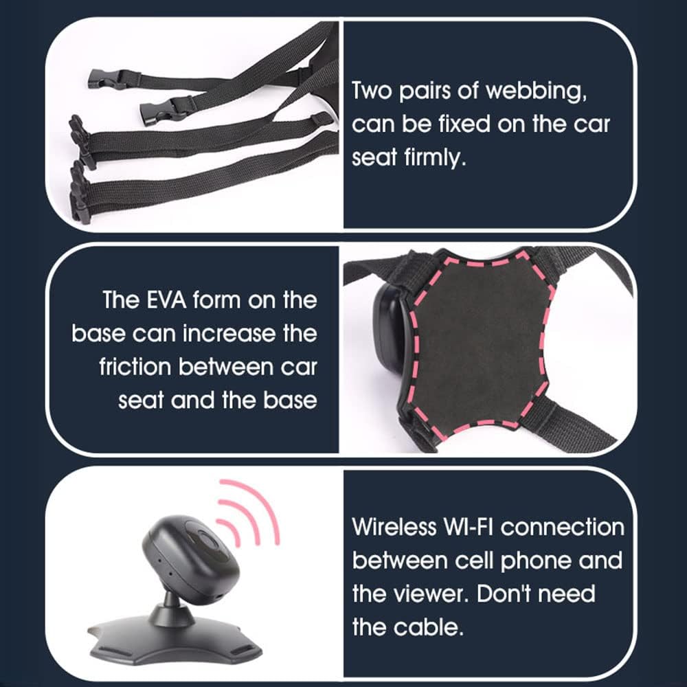 WiFi Baby Car Monitor Wireless Monitor Camera for Baby Rear Facing Seat 360° Rotation Night Vision USB Powered Baby Car Mirror Camera