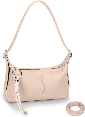 Small Shoulder Bag for Women -Crossbody Bag for Women, Mini Slouchy Shoulder Purse with Cute Keychain Charm &Adjustable Strap