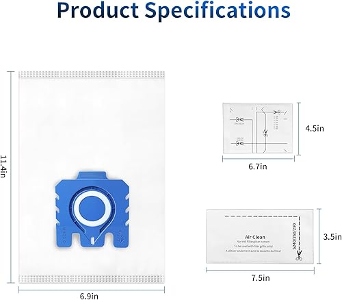 Miniatura 7 de Paquete de 12 bolsas de repuesto 3D Airclean para Miele GN bolsas de aspiradora para Miele Classic C1, C2C3, S2S5S8 Series con 3 filtros de
