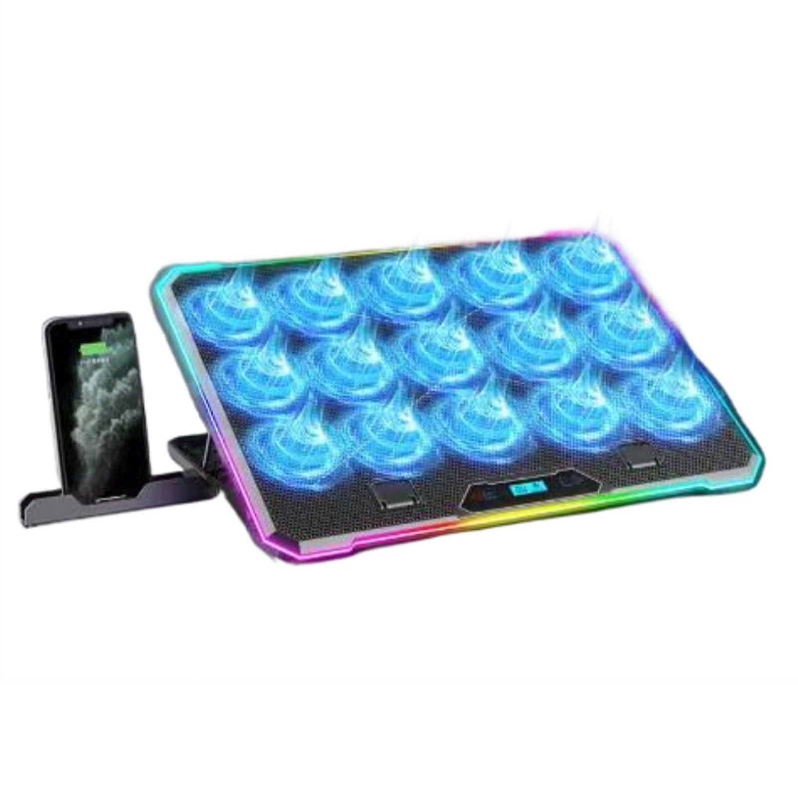 Tappetino Raffreddamento per Notebook con 13 ventole, raffreddatori per Laptop Adatti per Laptop da 14-21 Pollici 8 Angoli, Ventola per Laptop da Gioco con Slot per Supporto