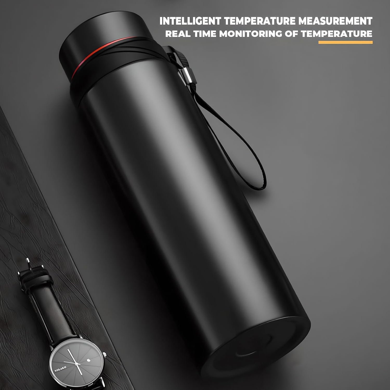 Insulated Water Bottles 24oz 32 oz 40oz Coffee Tea Infuser Bottle Thermal Cup Double Walled Vacuum Insulated Stainless Steel Flask Leak Proof Travel Mug Keep Warm (black, 60oz)