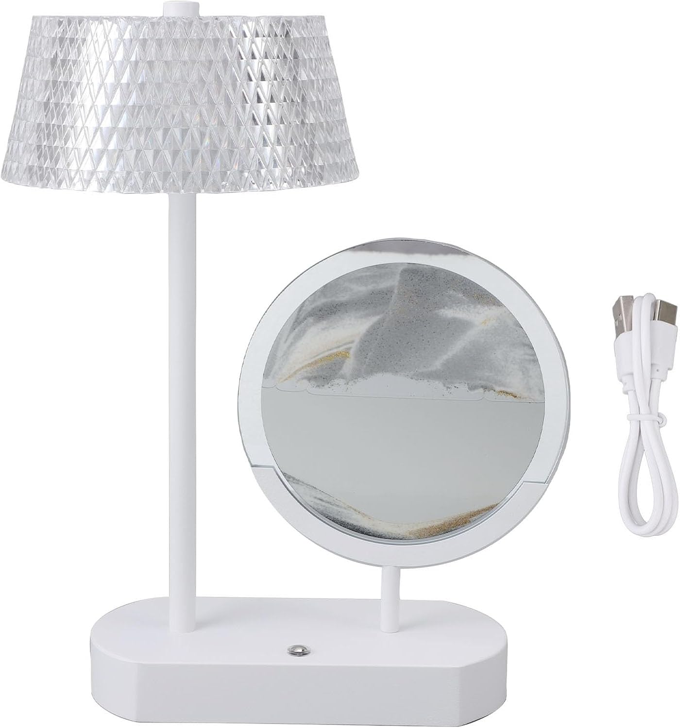 Sorandy Moving Sand Desk Lamp, Crystal Table Lamp, USB Charging with 3 Modes Stepless, Warm Natural White Light, Dimming Touch Control, Ideal for Study, Reading, Bedroom & Office