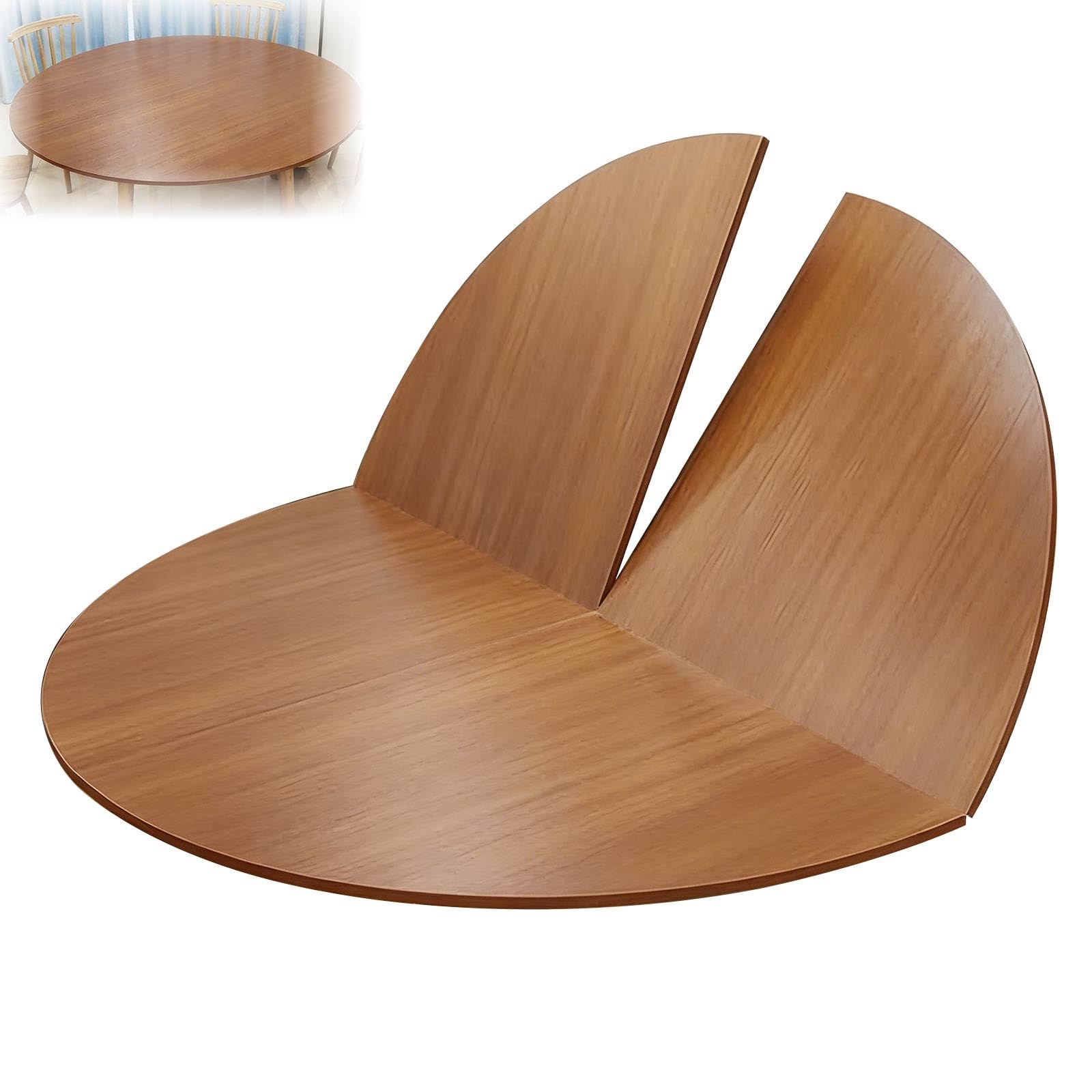 Large Foldable Round Table Top Extender Four-fold 47"-86" Round Folding Tables Outdoor Table Top Extender Table-Top Replacement Portable Wood-Top for Kitchen and Dining(Yellowwood,55.1")