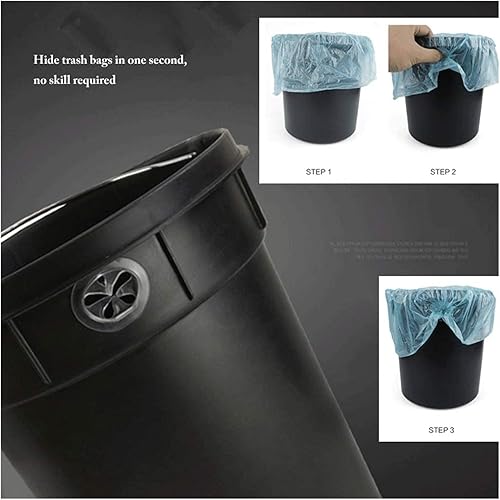 Miniatura 4 de DHAEY Botes de basura de cocina redondos de ratán con tapa, soporte de acero inoxidable, color amarillo, marrón, contenedores de basura