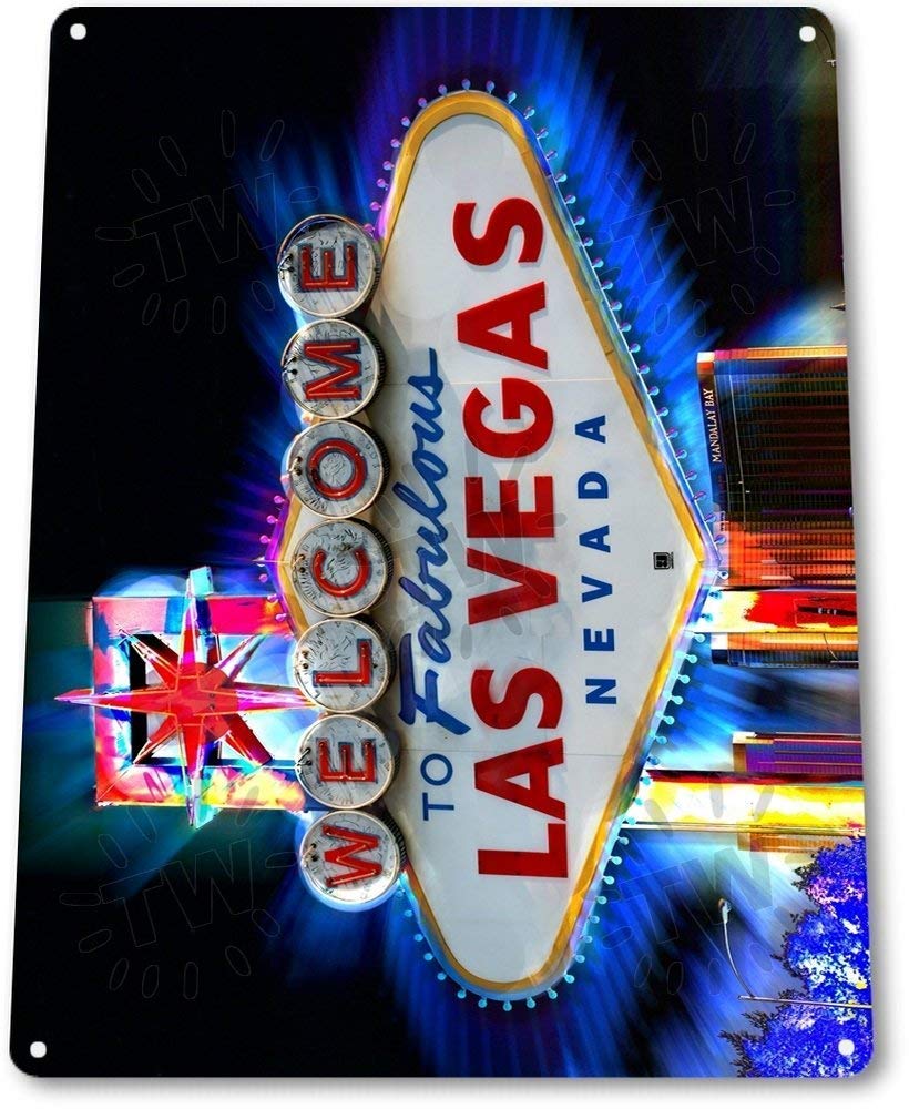 Biopracess Metalpostera27362 Tin Sign Welcome To Las Vegas Hotel Casino Metal Decor Wall Art Nevada Vintage Tin Sign 7.8 * 11.8 Inch(L * W)