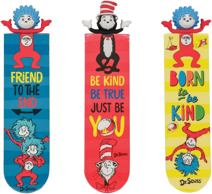 Raymond Geddes Dr Seuss 3D Bookmarks (Box of 24) - 3D Character with 3 Unique Designs - Fun for Kids and Booklovers