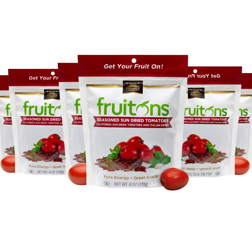 Traina Foods Sun-Dried Tomatoes with Italian Seasoning, 32 Count of 6 oz Bags, GMO-Free, Kosher Certified, California Sun-Dried Julienne Tomatoes, Perfect for Gourmet Cooking and Mediterranean Dishes