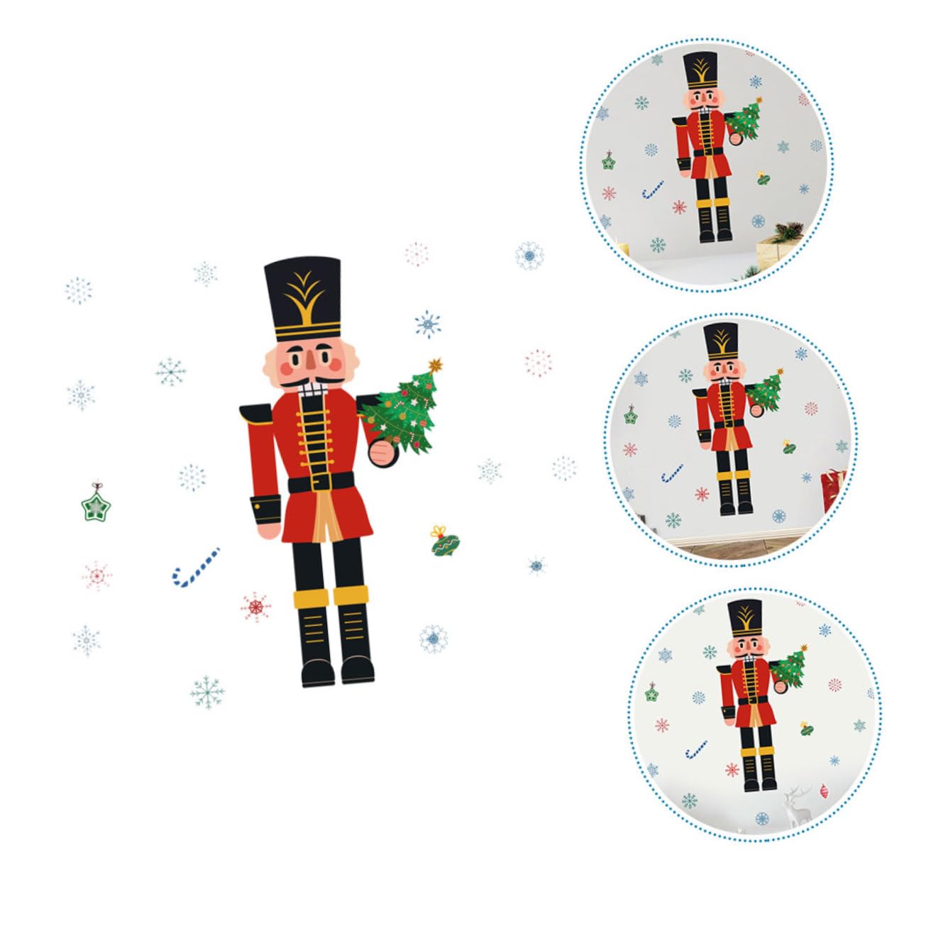Hemobllo 3pezzi Adesivo Natalizio Per Finestre Nutcracker e Fiocchi Decorazione Murale Festiva Per Natale Facile Da Applicare e Rimovibile Per e Vetrine