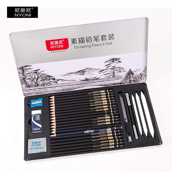 Buy NYONI Sketching Pencils Set, Iron box packaging, Including Graphite