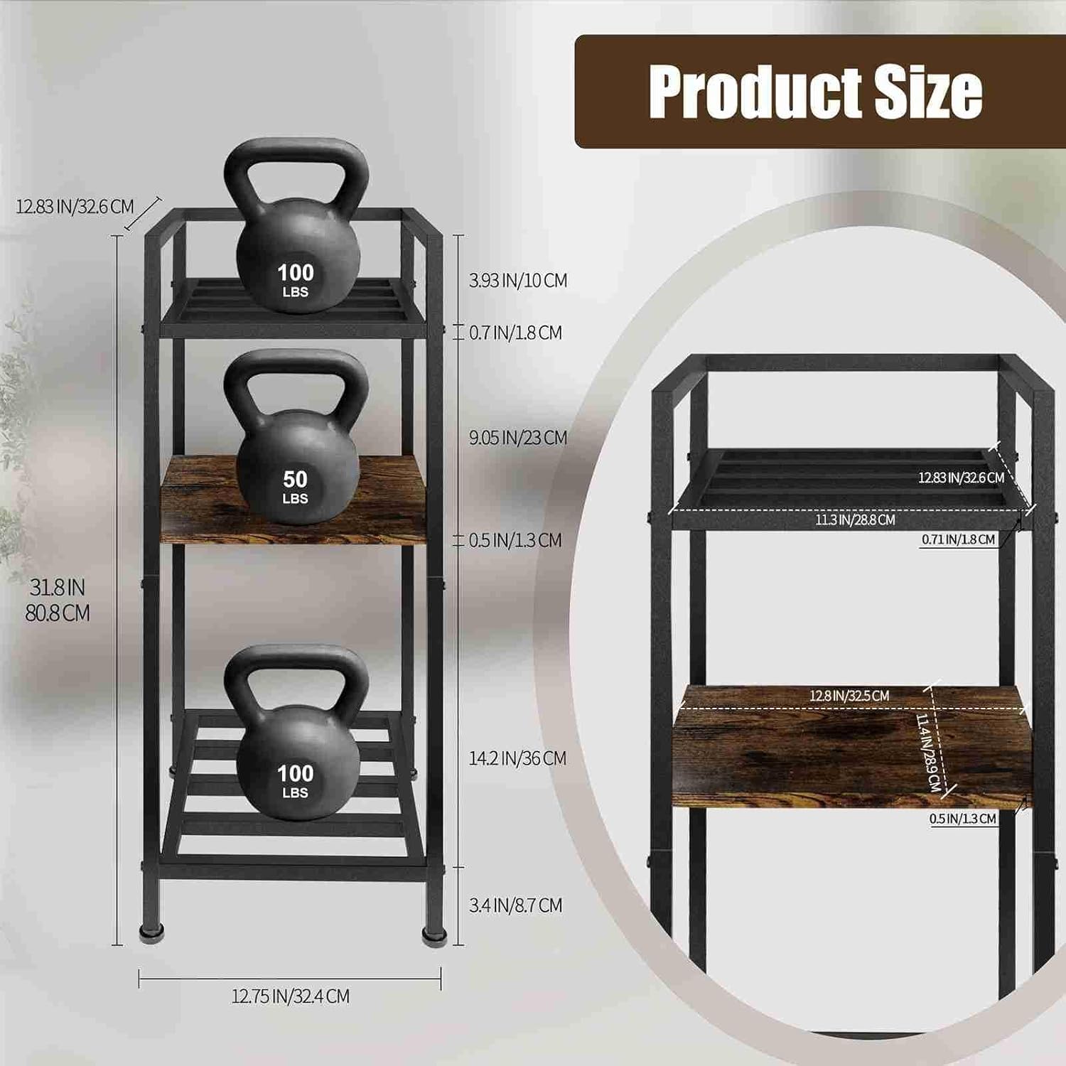 Water Dispenser Stand 5 Gallon Water Jug Holder 3-Tier 32'' Metal with Wood Jug Holder for 1-5 Gallon Water Bottles/Crocks and Plants Floor Stand (3-Tier(1 Wood  2 Metal))