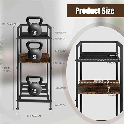 Miniatura 3 de Soporte dispensador de agua para botellas de 5 galones, 3 niveles, 32 pulgadas, metal con soporte para jarra de madera para botellas de agua de 1 a