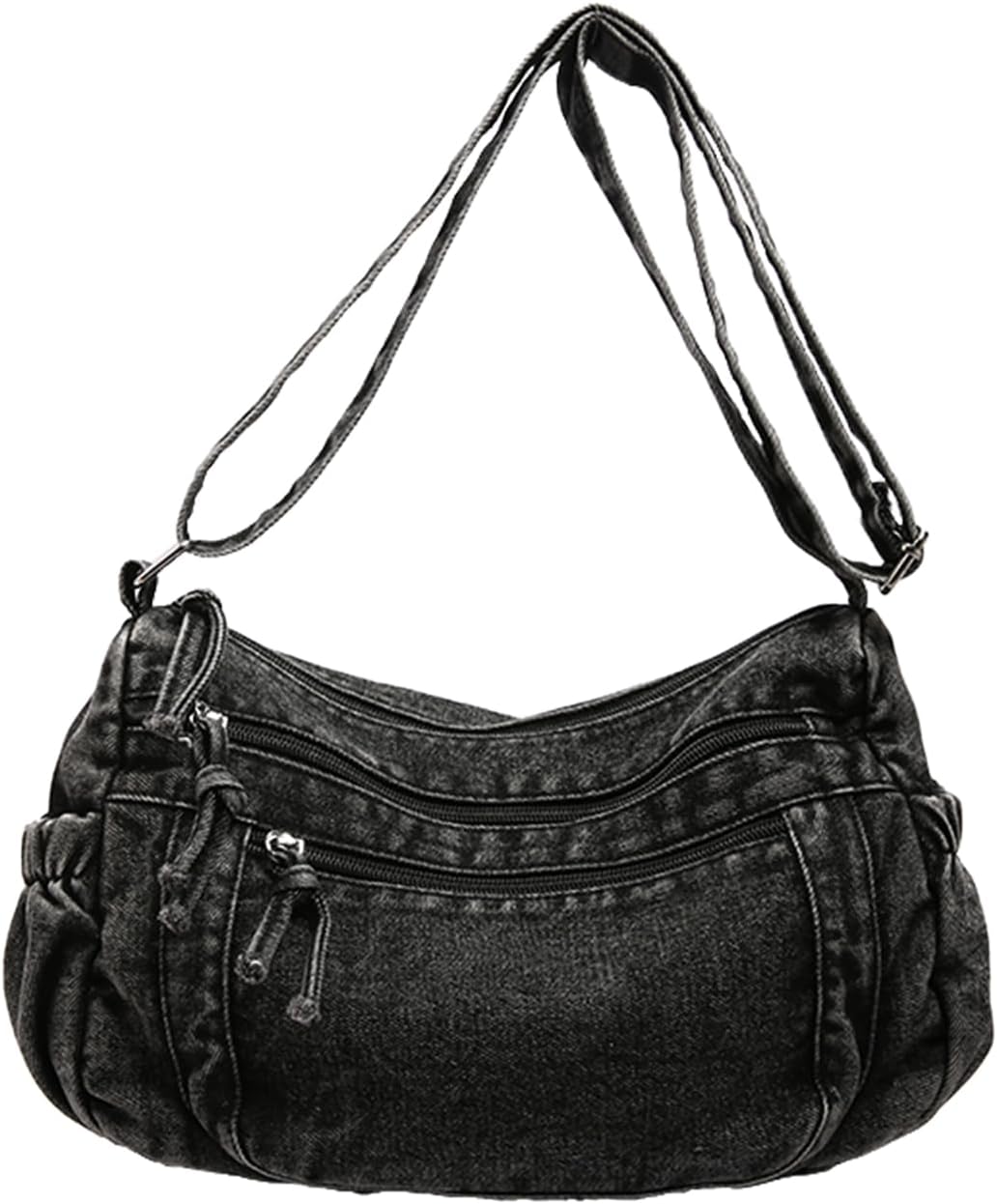 CORIOS Denim Shoulder Bag for Women Retro Handbag Jean Purse Large Capacity Crossbody Bag Lightweight Satchel Messenger Bag