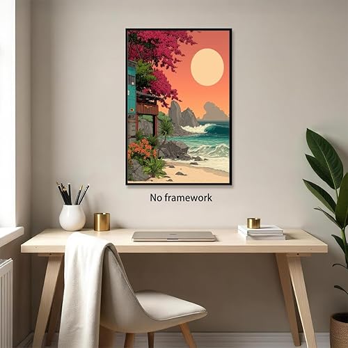 Miniatura 6 de Beach Pictures Wall Art Coastal Cowgirl Room Decor Cyber retro surfing beach Preppy Wall Decor Summer Tropical Ocean Art Canvas Print For Teen Girls