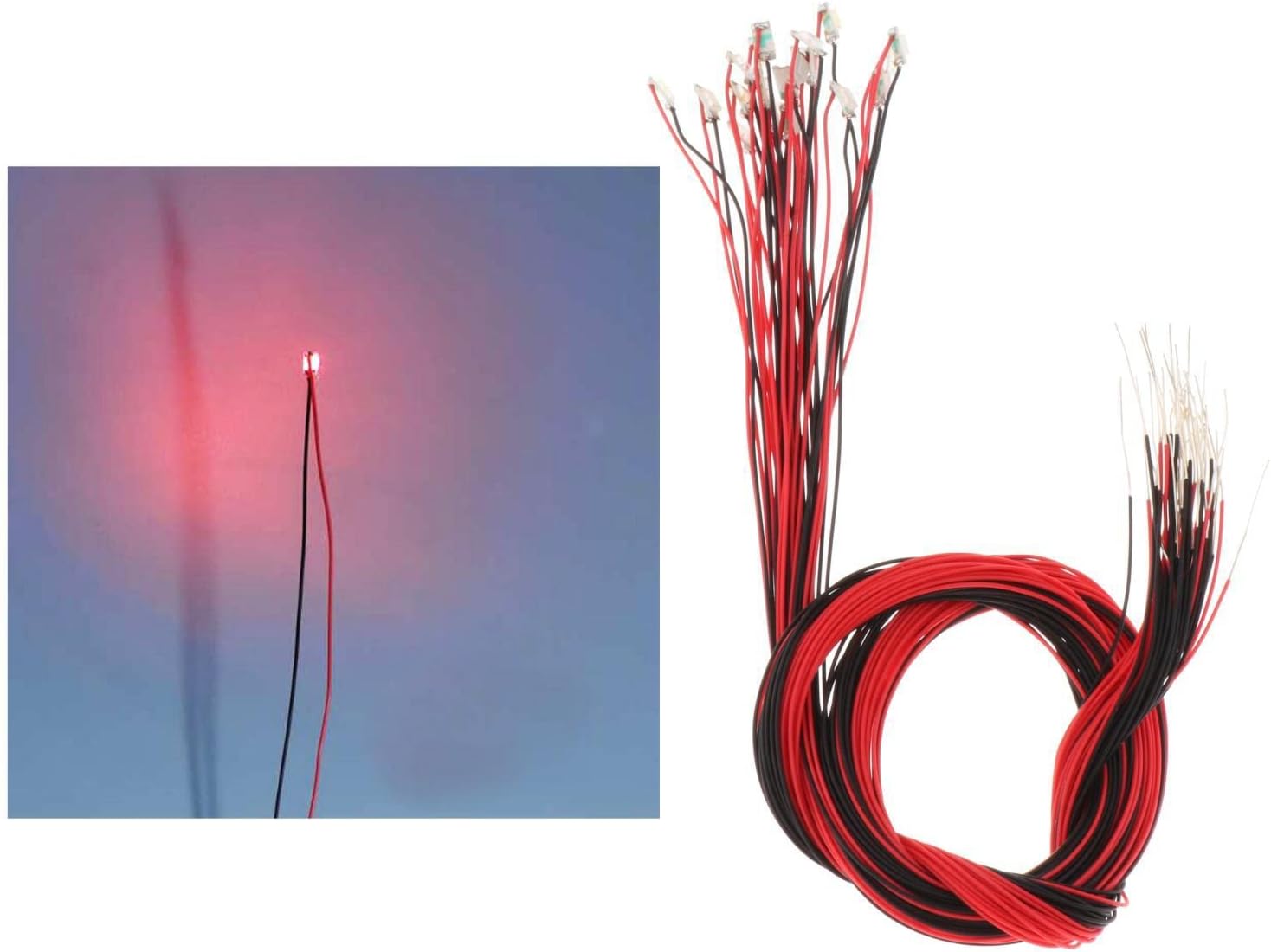 10pcs 1:100-1:150 Scale Model Railway Train Lamp Post LED Miniature Street s Kit for HO TT N Scale Building Layout, Warm White s, Fairy Garden Ornament Decor - Red Light