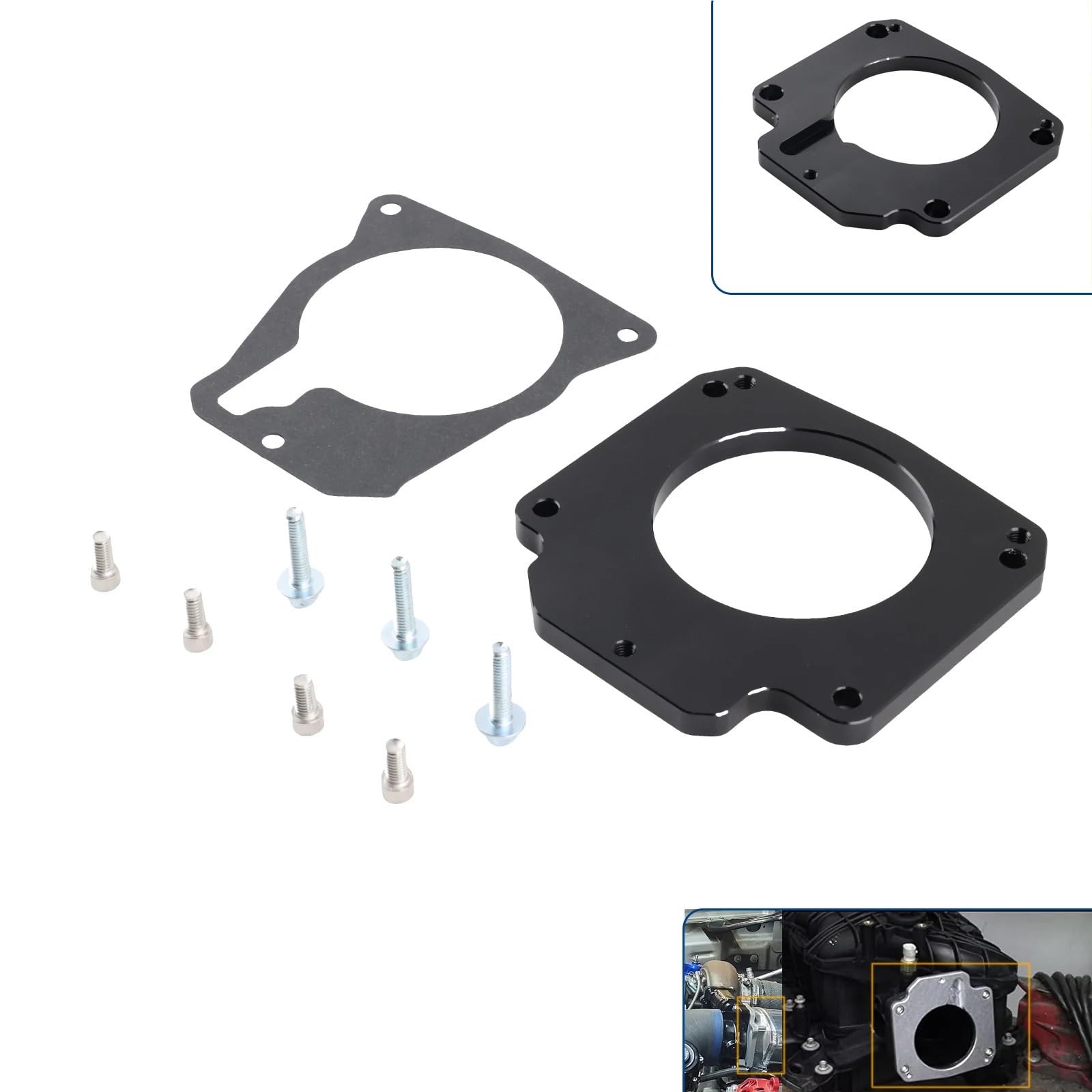 Adapter przepustnicy z napędem linkowym, kompatybilny z kolektorem dolotowym LS3 (4 śruby) i kolektorem LS1 (3 TB) DBC (LS2) 551511XG 551567 Przepustnica throttle Przepustnica do samochodu(Silver)