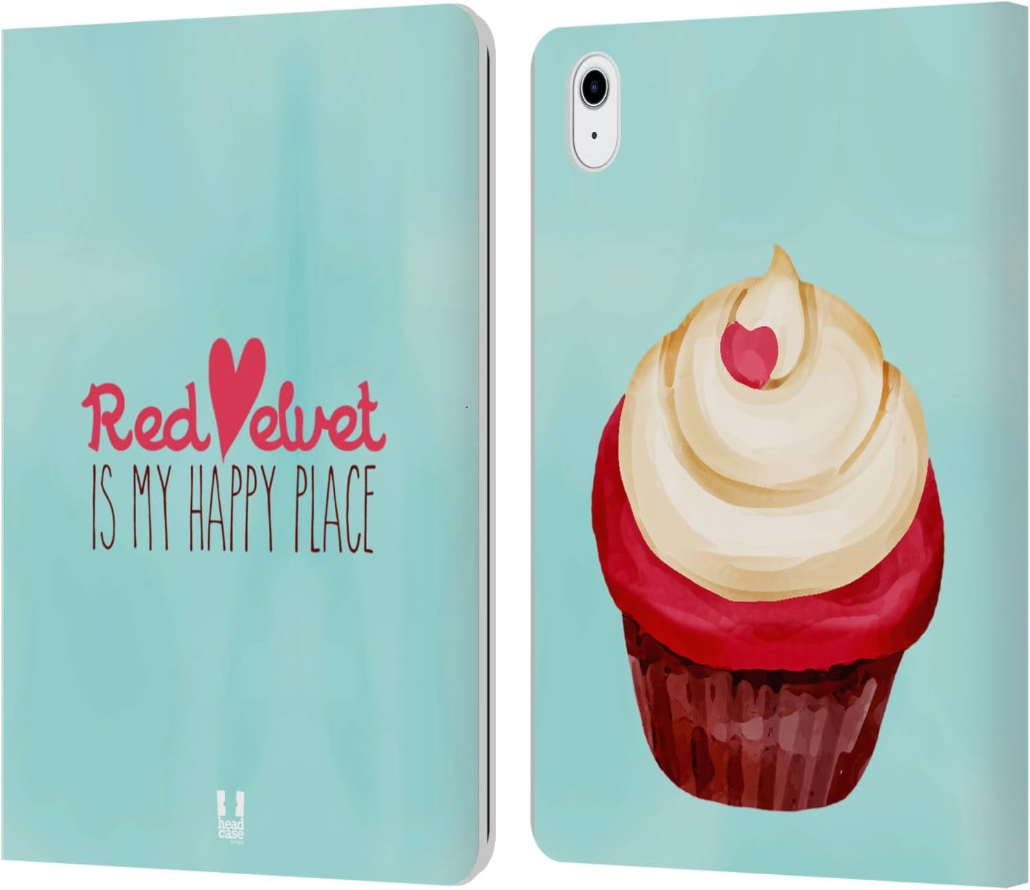 Head Case Designs Yummy Patterns Cupcakes Happiness Leather Wallet Case Compatible with Apple iPad Air 2 (2014)