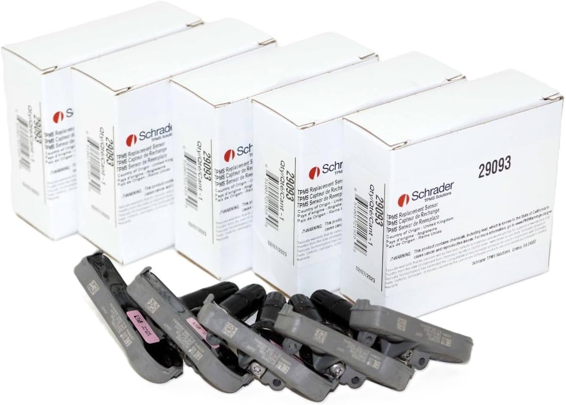 Schrader TPMS Solutions Tire Pressure Sensors Compatible with Jeep Chrysler Dodge Ram TPMS 56029398AB, Set of Five (5) Schrader Part Number 29093