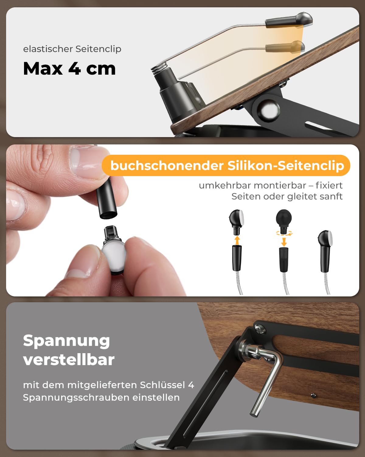 SupeDesk Soporte para libros para leer, soporte de lectura ajustable para sofá, cama, escritorio, cojín de lectura suave con clip lateral y espacio de almacenamiento, plegable, manos libres, esencial