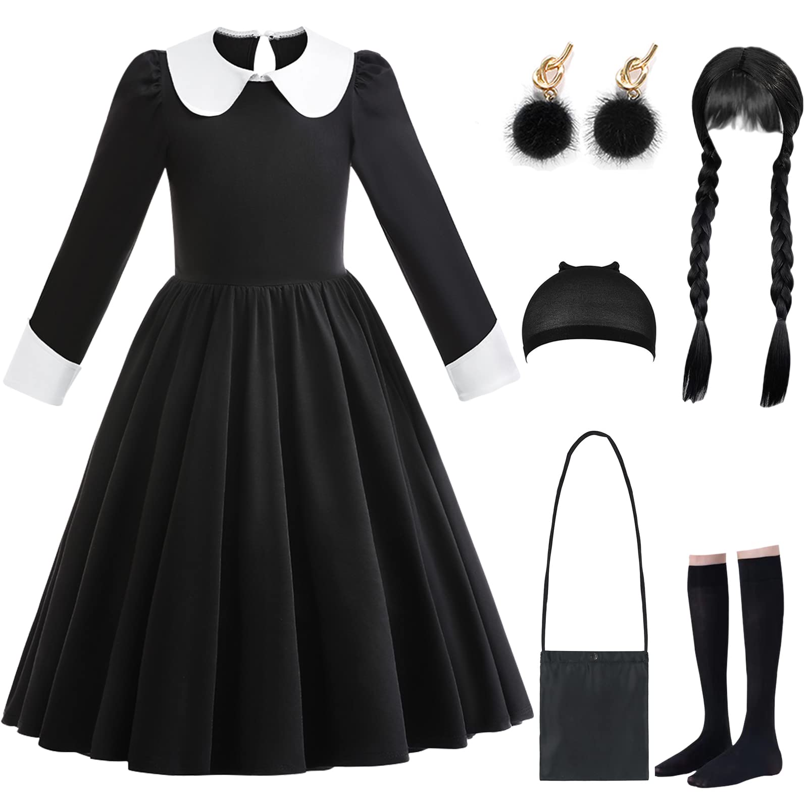 VORLITS Black Halloween Costumes Dress Girls Cosplay Halloween Christmas Party
