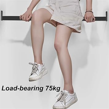 Closet Rod with Led Lighting 40-130cm, Black Metal Closet Rod with 2 Base, Wardrobe Rail with Built-in Lithium Battery,Heavy Duty Closet Bar 50kg Load, Metal Coat Hanger(900mm)